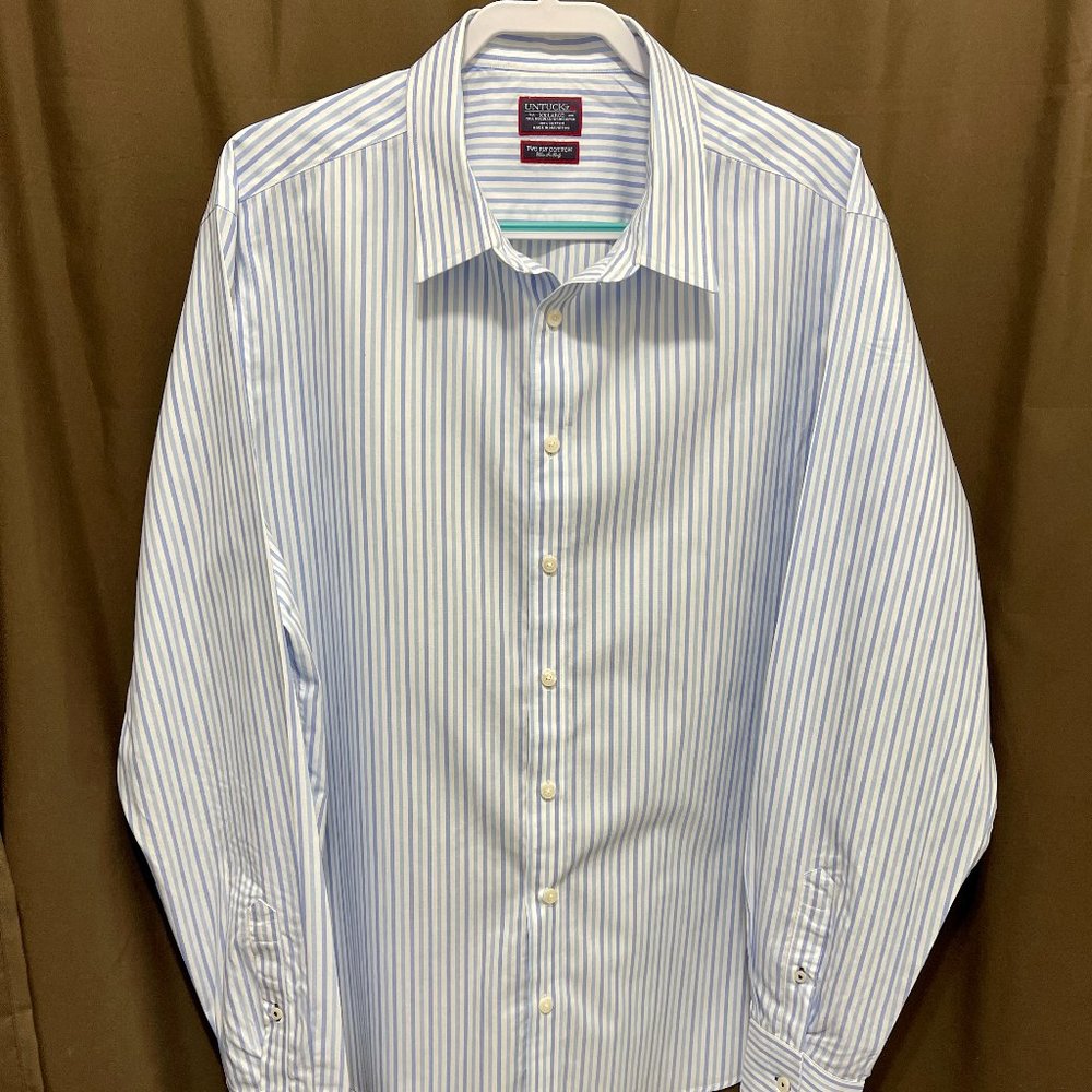 UNTUCKit  Button Front Shirt, Sz XX Large, Blue/stripe,   PM22